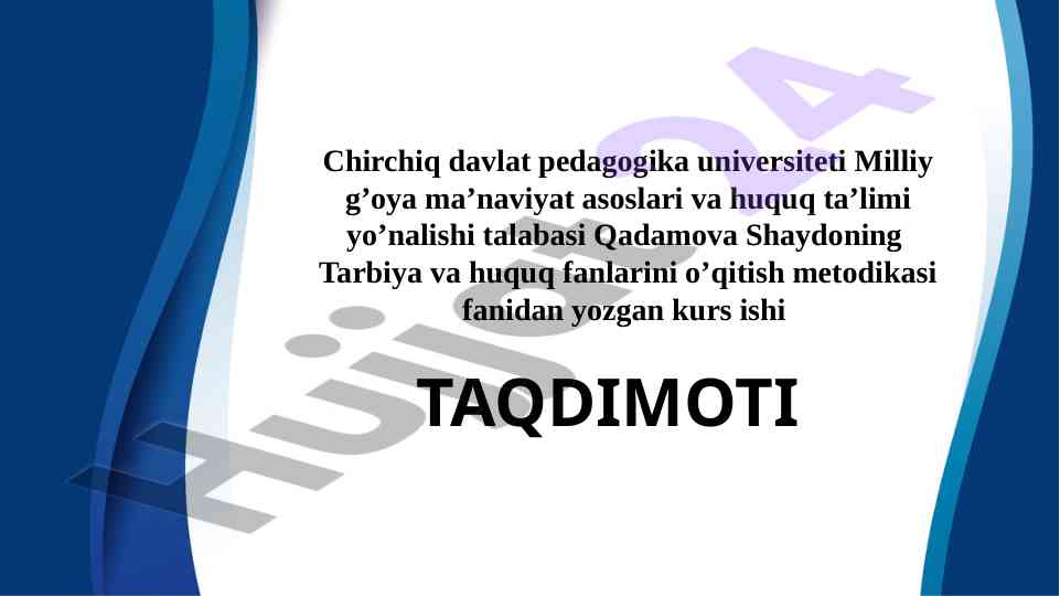 Huquqiy ong va huquqiy madaniyatni yuksaltirish tizimi