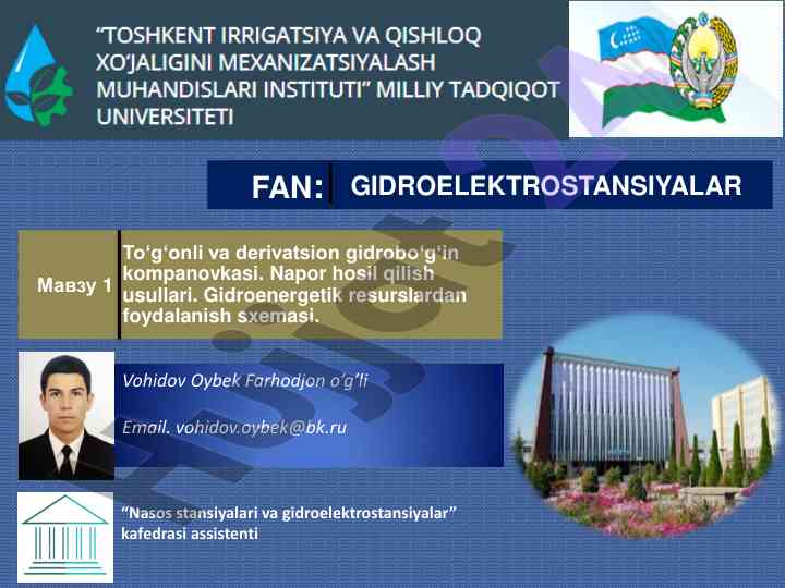 Gidroelektrostansiyalar va gidroenergetik resurslar