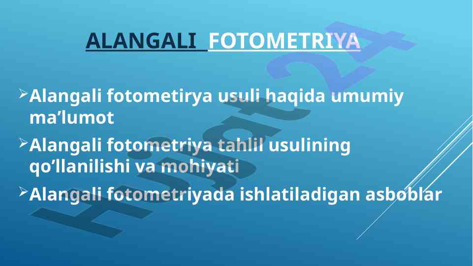 Alangali Fotometriya Tahlil Usullari
