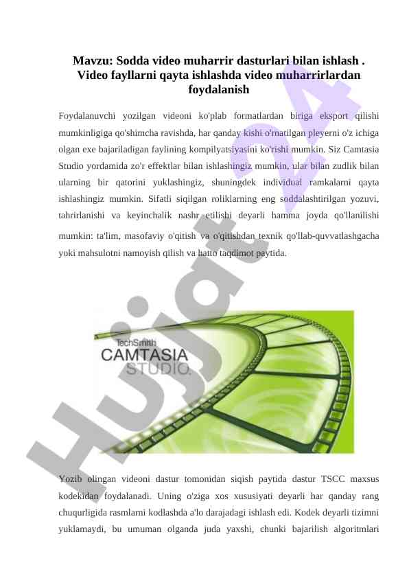 Sodda video muharriri bilan ishlash camtasia qo‘llanmasi