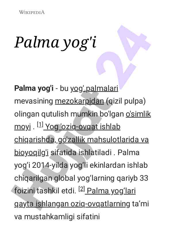 Palma yog'i va uning iste'molidagi muammolar
