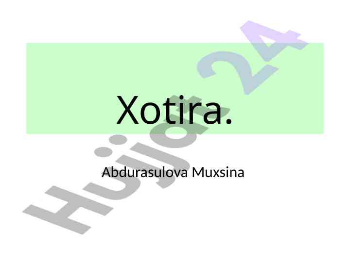 Xotira tahlili va uning o‘zgarishlari