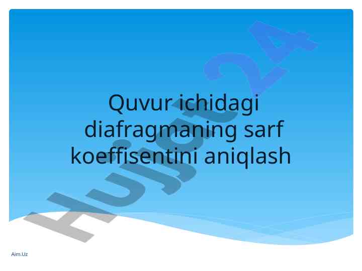 Diafragmaning sarf koeffitsientini aniqlash tajribasi