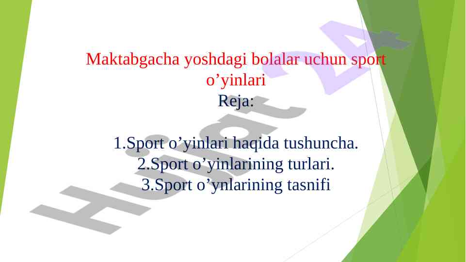 Maktabgacha yoshdagi bolalar uchun sport o’yinlari