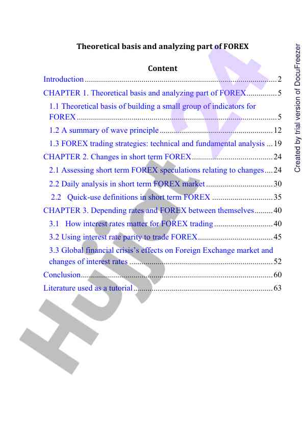 Theoretical analysis of forex trading strategies