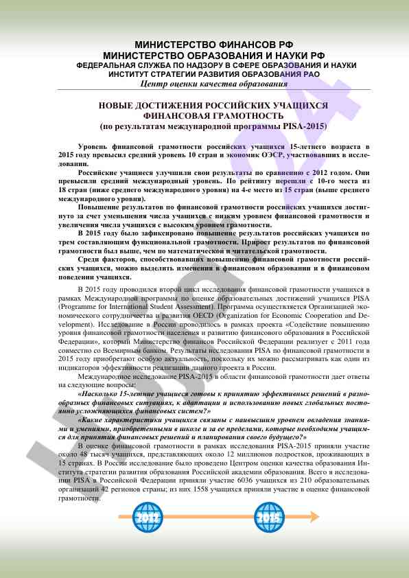 Finansova gramotnost rossijskih uchashchikhsya 2015