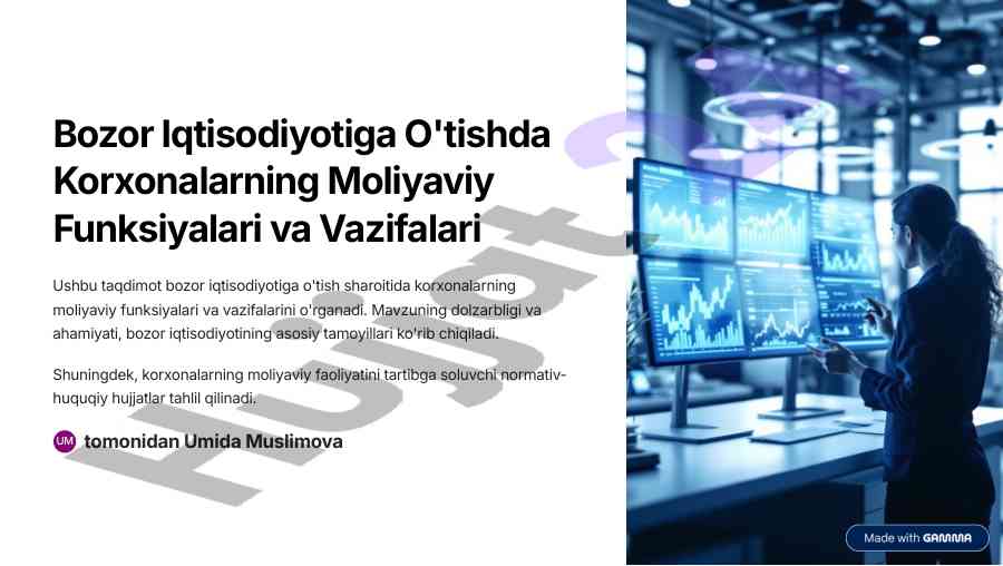 Korxonalarning moliyaviy funksiyalari va vazifalari