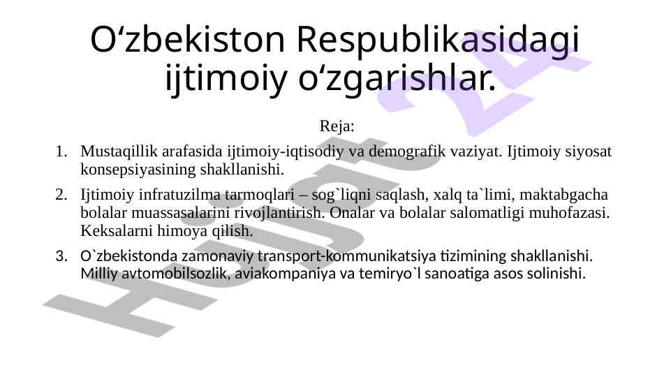 Oʻzbekiston ijtimoiy oʻzgarishlari tahlili