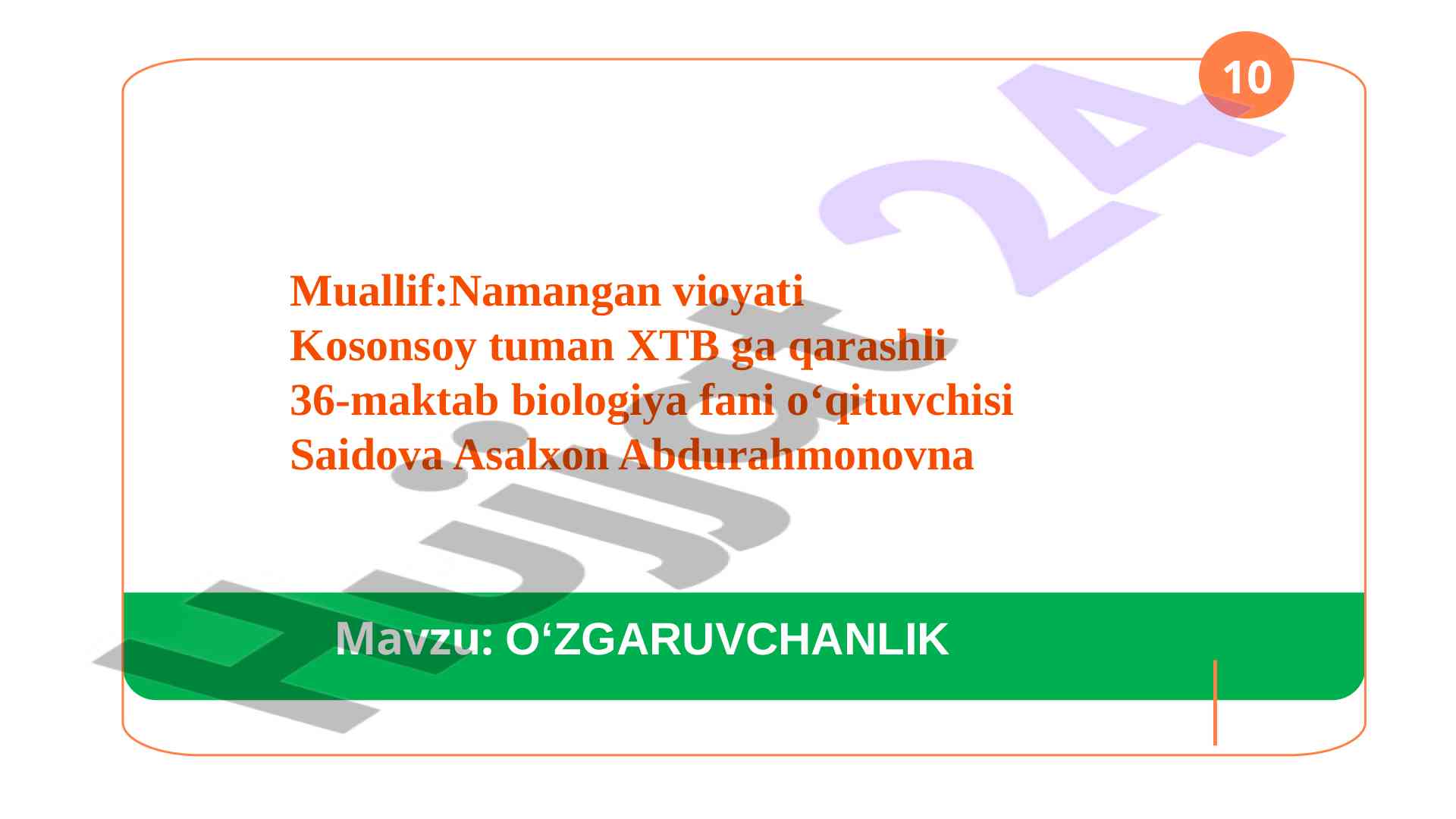 O‘zgaruvchanlik dars bosqichlari va metodlari