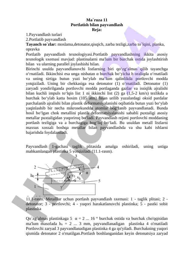 Portlatish bilan payvandlash texnologiyasi