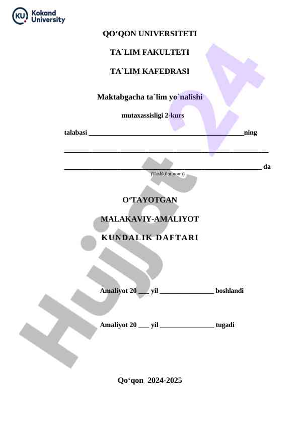 Malakaviy-amaliyot kundalik daftri