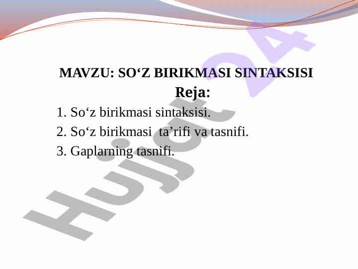 So'z birikmasi sintaksisi va tasnifi