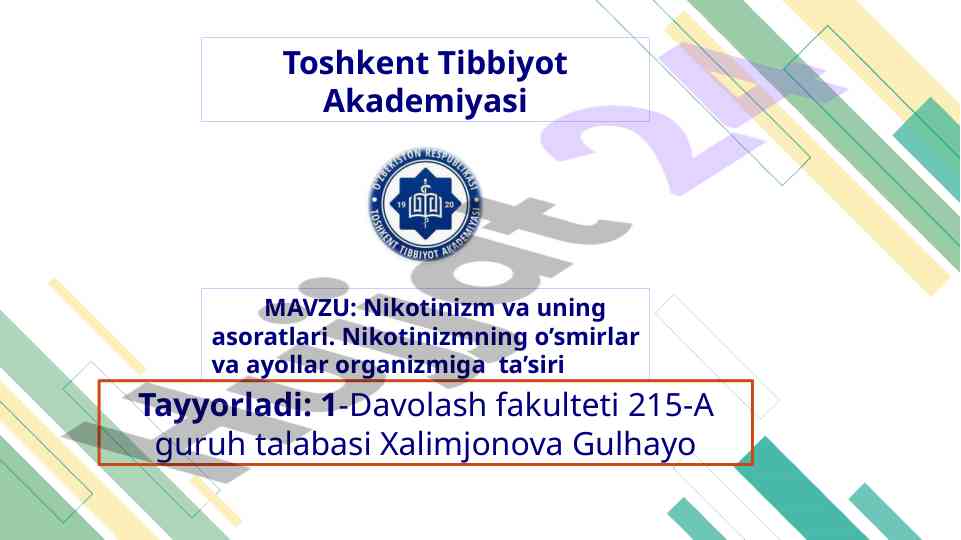 Nikotinizm va uning asoratlari