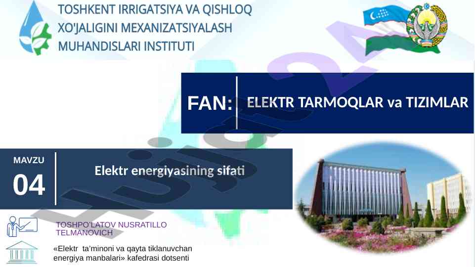 Elektr energiyasining sifatiga taʼsir etuvchi omillar