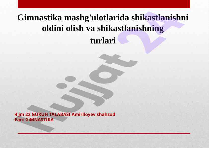 Gimnastika mashg'ulotlarida shikastlanishni oldini olish
