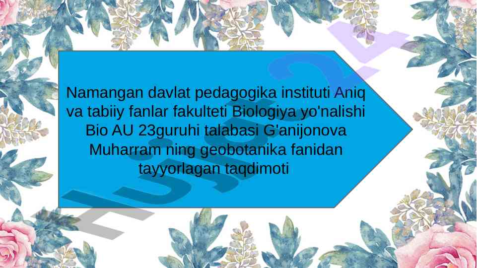 Geobotanika fanida fitotsenoz taqdimoti