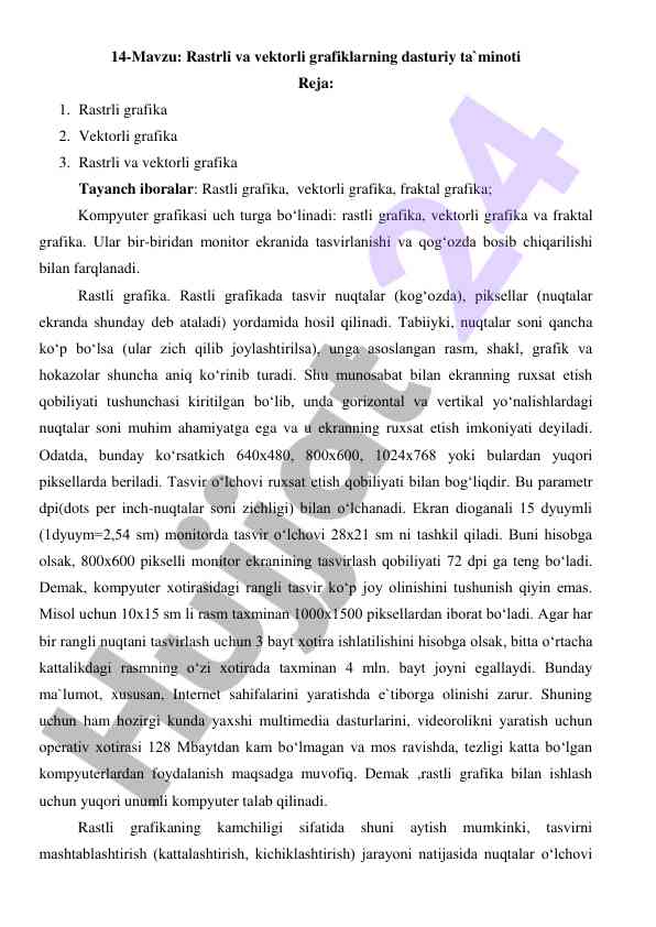 Rastrli va vektorli grafiklarning dasturiy ta'minoti