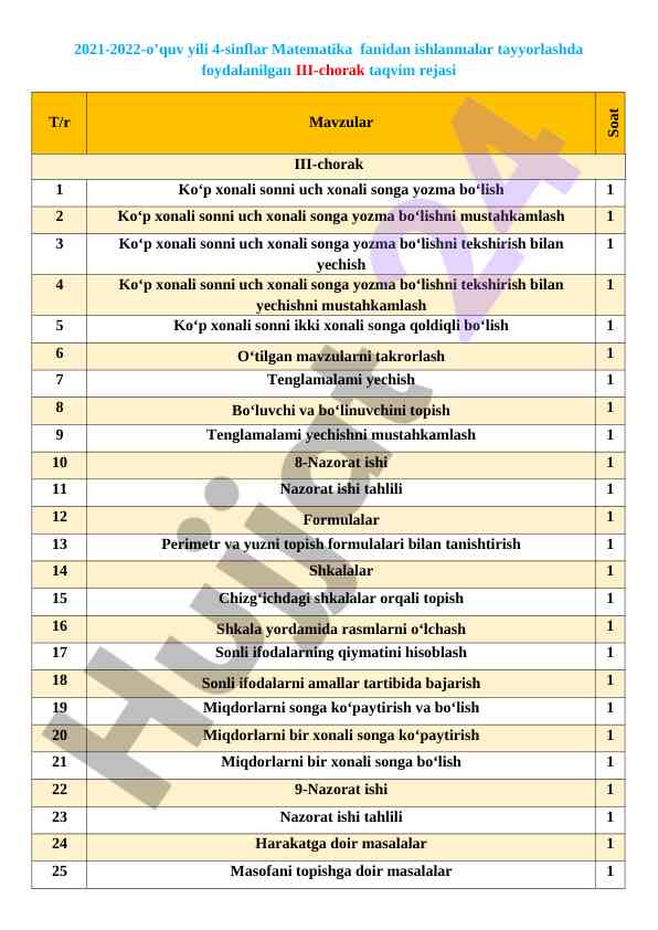 Matematika fanidan ko‘p xonali sonlar ustida ishlanmalar