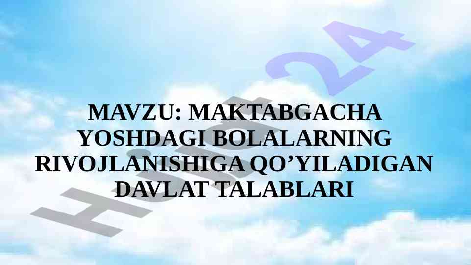 Maktabgacha yoshdagi bolalarning rivojlanishi
