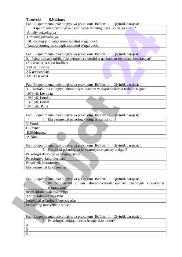 Eksperimental psixologiya praktikumi