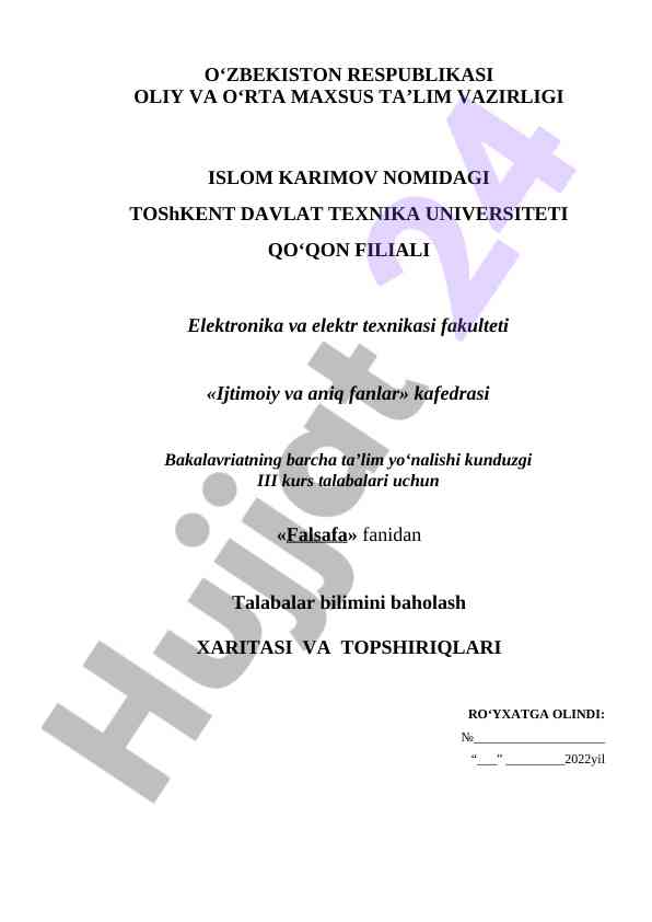 Falsafa fanidan talabalar bilimini baholash
