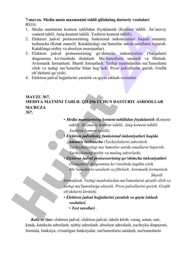 Media matn mazmunini tahlil qilish dasturiy vositalari