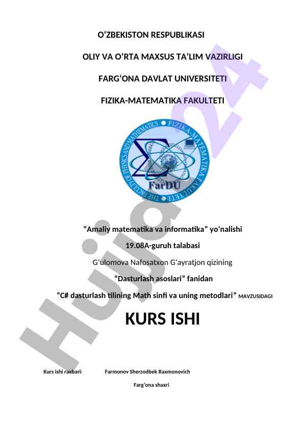 C# dasturlash tili va math sinfi metodlari