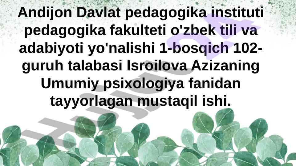 Oila psixologiyasi va yoshlarning oila hayoti