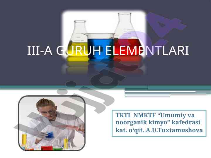Elementlarning xossalari va borning kimyoviy xossalari