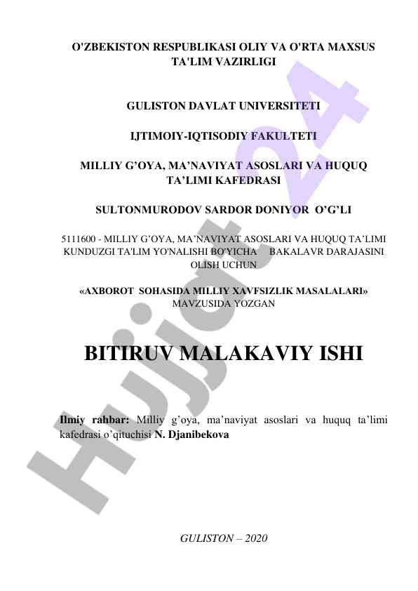 Axborot sohasida milliy xavfsizlik masalalari