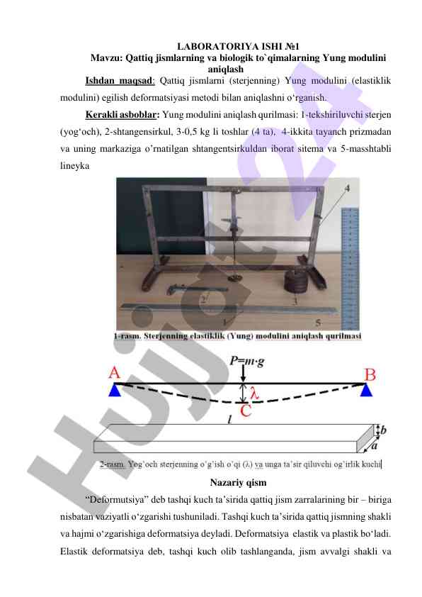 Qattiq jismlarning yung modulini aniqlash